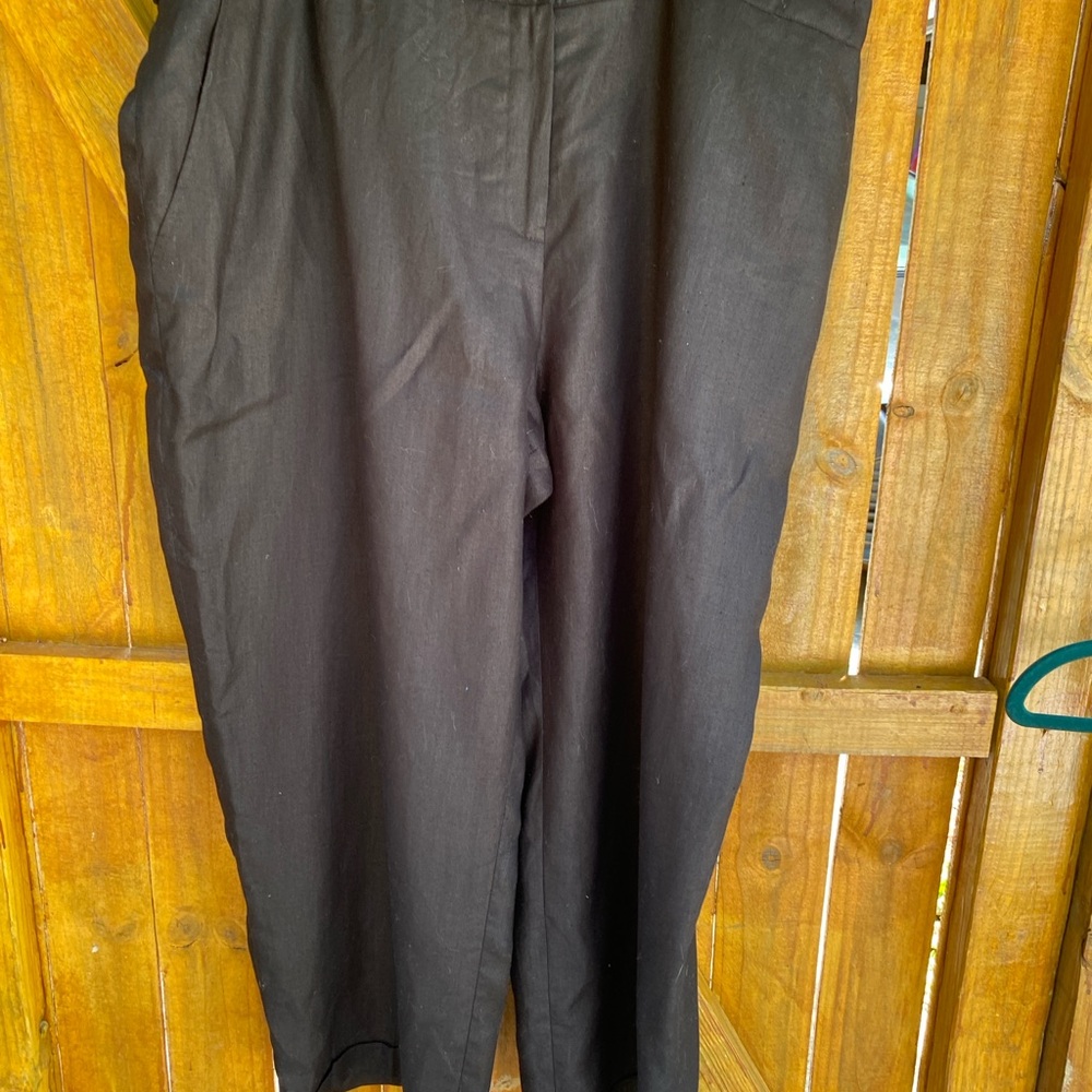 Ralph Lauren Lined Linen Black Wide Leg Pants